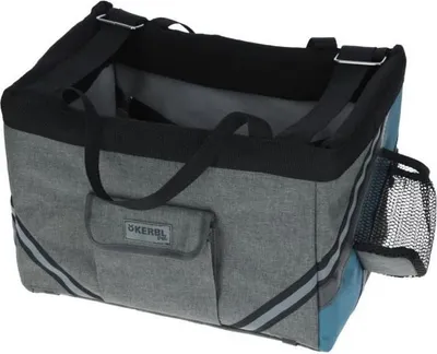 Image de Sac de Transport Vélo Chien Chat KERBL Vacation, 38x29x25 cm, Tissu Robuste, Gris/Bleu