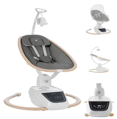 Produktbild von Kikkaboo Babywippe BeMoove elektrisch Moskitonetz Fernbedienung Melodien Timer grau