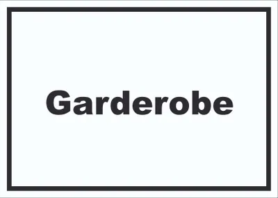 Produktbild von Garderobe Schild mit Text Kleidung aufbewahren waagerecht A6 (105x148mm)