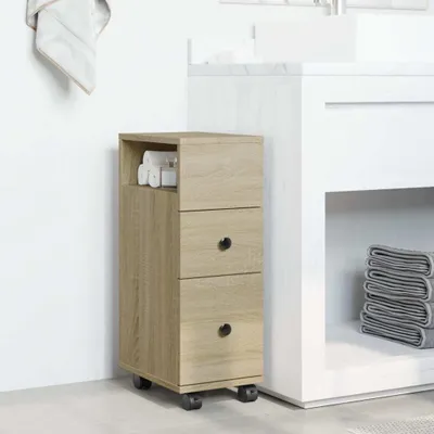 Produktbild von " " Schmaler Badschrank mit Rädern Sonoma-Eiche Holzwerkstoff NeuMöbel 6873460
