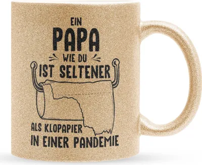 Produktbild von 22Feels Glitzertasse Gold Papa Geschenk Vatertag Vater Geburtstag Kaffeetasse Männer Weihnachten Haferl Geschenkidee Bürotasse