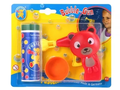 Produktbild von Pustefix Pistole rot Bär 10 cm Seifenblasen