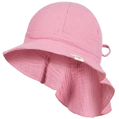 Produktbild von Schirmmütze Babymütze Mädchen mit Nackenschutz Sommer Baby Musselin, Altrosa, Gr. 50/52