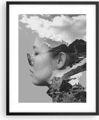 Produktbild von Gerahmtes Poster - Schwarzer Rahmen - Frau modern schwarz und weiß - 40x50 cm - Wand Bild - Wanddeko - Wandbilder - Kunstposter - Wandposter - Bilderrahmen - Bilder - Kunstdruck - P2BPA40x50-4571