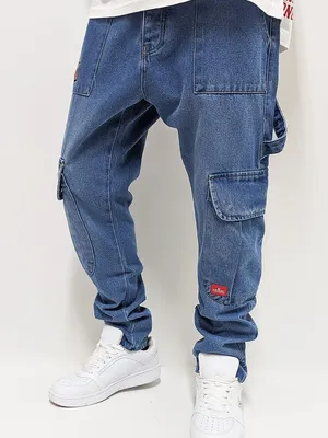 Obrázek produktu pro DADA Supreme Cargo Baggy Jeans s logem Stitching Worker Slim Denim Velikost: 31W