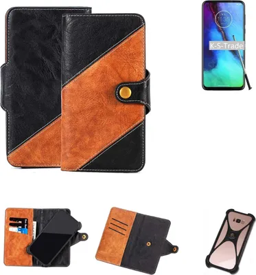 Produktbild von K-S-Trade Handyhülle Schutzhülle Bookstyle Case Wallet-Case kompatibel mit Motorola Moto G Pro Handy Cover Bumper Klapphülle schwarz hellbraun 1x