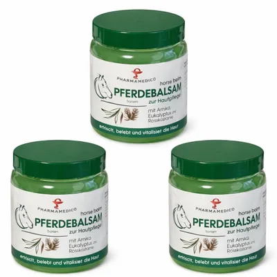 Produktbild von 3x 500 ml Pharmamedico Pferdebalsam Arnika, Eukaliptus, Rosskastani