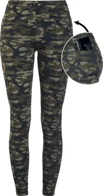 Produktbild von Rock Rebel by EMP Damen Olivfarbene Camo-Leggings mit seitlichen Taschen XL