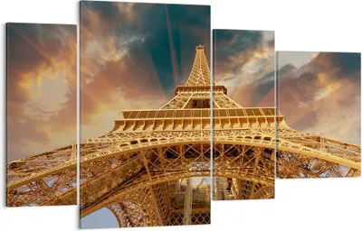 Produktbild von Bild auf Leinwand - Leinwandbild - Eiffle Architektur Paris - 120x70cm - Wand Bild - Wanddeko - Leinwanddruck - Bilder - Kunstdruck - Wanddekoration - Leinwand bilder - Wandkunst - DL120x70-2437