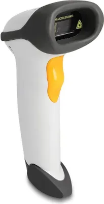 Produktbild von Delock USB Barcode Scanner 1D mit Anschlusskabel und Halterung - Laser - hellgrau