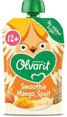 Zdjęcie produktu dla Olvarit Knijpfruit Mango Orkiszowy Smoothie 12 miesięcy+ 100g – przekąska dla maluchów