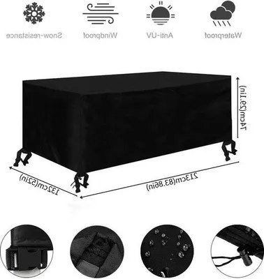 Produktbild von Famanu Abdeckhaube für Gartenmöbel - wasserdicht - schwarz - 213 x 132 x 74 cm