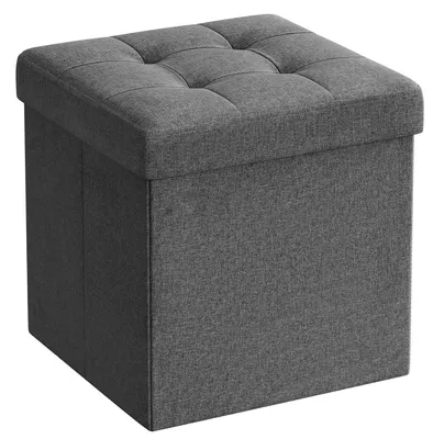Immagine prodotto di Pouf contenitore pieghevole grigio scuro effetto lino