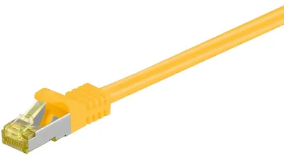 Produktbild von Goobay RJ45 Patchkabel CAT 6A S/FTP (PiMF), 500 MHz mit CAT 7 Rohkabel, Gelb, 15 m, LSZH halogenfrei, Kupfer, RJ45 (CAT 6A) Stecker