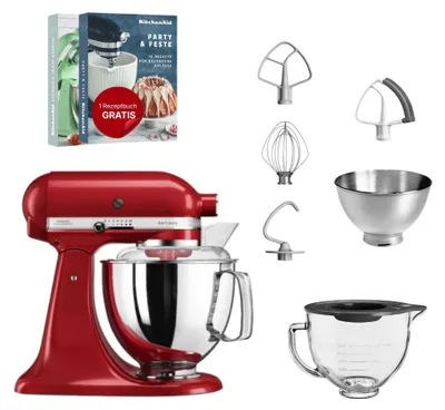 Produktbild von KitchenAid 4,8 L 5KSM175 Artisan Küchenmaschine Glasset mit Glasschüssel Empire Rot