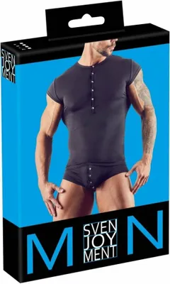Immagine prodotto di Svenjoyment - Camicia sexy elastica da uomo con bottoni, nero XL