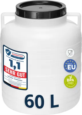 Image de Garronda Tonneau en plastique 60L Tonneau sans BPA avec couvercle pour aliments ainsi que GD-0087, Blanc