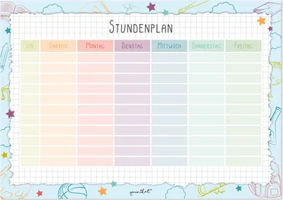 Produktbild von Stundenplan Bunt I abwischbar I mit magnetischer Rückseite I DIN A4 I zum Schulanfang I für Mädchen I neutral I magnetisch wiederbeschreibbar I dv_1054