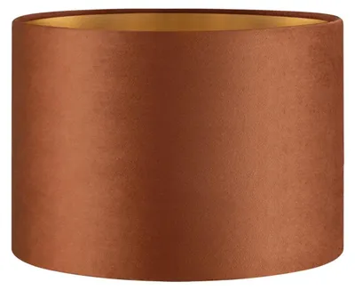 Image de Abat-jour cylindrique en velours, couleur marron et or