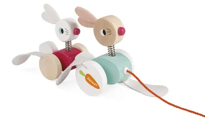 Produktbild von Janod Holzspielzeug - Ziehfigur Kaninchen - Motorikspielzeug Kinder