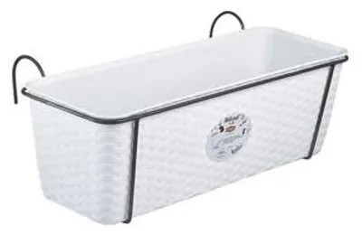 Immagine prodotto di Set Balcone Natural Bianco C/Riser. Acqua Supp.Metallo Antracite Cm.50 - cm. 50x18x16h. - lt.9.2