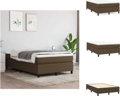 Produktbild von vidaXL Boxspringbett mit Matratze Dunkelbraun 120x200 cm Stoff -  Betten & Bettgestelle