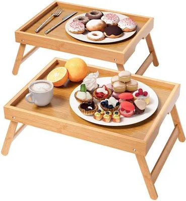 Image de Table suspendue en bambou, table pour ordinateur portable ou table de petit-déjeuner en bambou