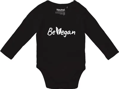Produktbild von Huuraa Baby Body Be Vegan Blätter 74 Black  Baumwolle Fairtrade Langarmbody Geschenkidee