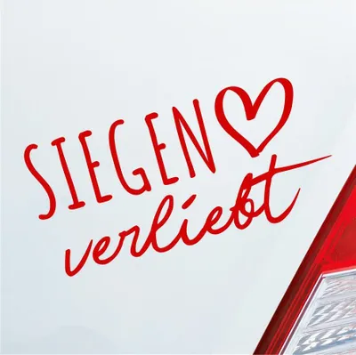 Produktbild von Auto Aufkleber Siegen verliebt Herz Stadt Heimat Liebe Car 19x9 cm Rot Sticker Heckscheibenaufkleber