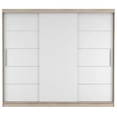 Produktbild von Schwebetürenschrank Alba 250 cm Sonoma/Weiß, ohne Spiegel und LED.