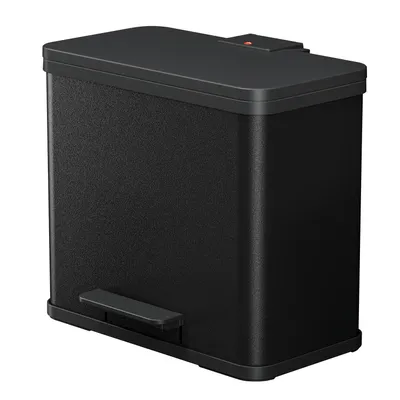 Image de Hailo poubelle à pédale Öko duo plus L, 17+9 L, noir en tôle d'acier et plastique, mécanisme Soft-Close, - 1 pièce (0630-260)