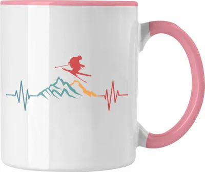 Produktbild von Trendation - Ski Tasse Geschenk Grafik Geschenkidee Skifahrer Geschenk Winter (Rosa)