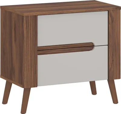 Produktbild von Schlafzimmer Nachtkommode 60 cm breit in braun mit beige, 2 Schubladen - ALPINE-129