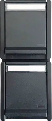 Produktbild von ROTH LANGE 56653 Feuchtraum Steckdose 2-fach senkrecht IP55 mit Beschriftungsfeld schwarzgrau
