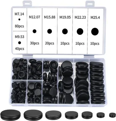 Produktbild von Kabeldoorvoer-set aus Gummi - 200 Stück - schwarz