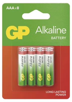 Alkalická baterie GP Alkaline AAA (LR03), 8 ks