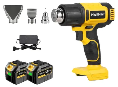Image de Pistolet à air chaud, puissance de 2000 W, écran LCD numérique, 2 batteries de 22 500 mAh