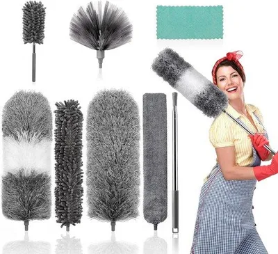 Produktbild von Famanu Mikrofaser Staubtuch 8 Stück - Waschbar, Teleskopgriff, Effektive Staubentfernung