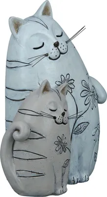 Produktbild von Katzenpaar in Erdtönen bzw. Farben, Modell: KNUDDEL, lass die Freude in Haus und Garten, 20 x 14 x 9 cm, wetterbeständiger Kunststein
