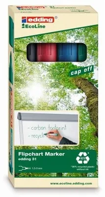 Produktbild von Edding 31 EcoLine, Schwarz, Blau, Grün, Rot, Feine Spitze, Mehrfarbig, Kunststoff, Fettdruck, 1,5 mm