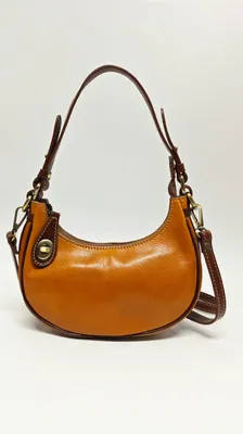 Produktbild von Damen-Schultertasche aus echtem Rindsleder mit Reißverschluss und abnehmbarem Riemen Camel-Tan UNICA 25x18x8 cm 5589-Cognac