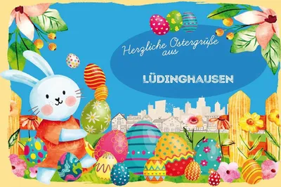 Produktbild von vianmo Holzschild 12x18 cm Ostergrüße LÜDINGHAUSEN