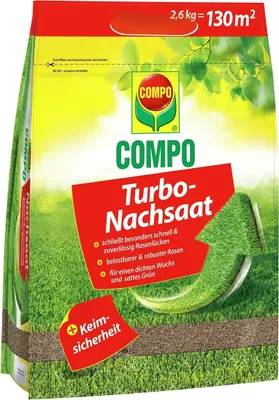 Produktbild von COMPO Turbo Nachsaat - Schnellkeimende Rasensaat - Premium Rasensamen mit Keimsicherheit - 2,6kg für 130 m²