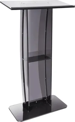 Produktbild von Acryl-Podium, 47 Zoll hoch, Acryl-Podest mit breiter Lesefläche und Ablagefach, bodenstehendes, transparentes Acryl-Rednerpult für Kirchen, Büros und Schulen, schwarz