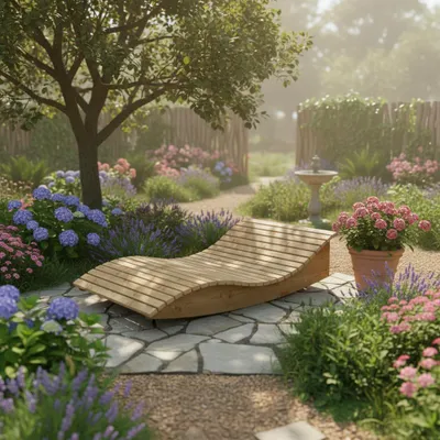 Produktbild von Holzliege Wellenliege Gartenliege Himmelssofa "Pool-Moni" (Lärche) 120cm