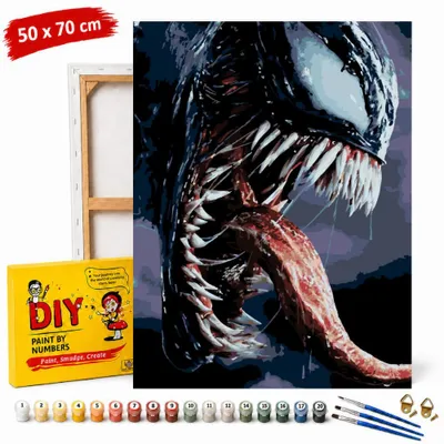 Produktbild von Malvorlage nach Zahlen mit Rahmen „Venom“ von Marvel, 50 x 70 cm