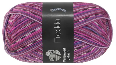 Produktbild von Lana Grossa MEILENWEIT 150 g FREDDO 6-fach Sockenwolle Farbe 9737 - Fuchsia/Veilchenblau/Violettblau/Pink/Dunkelgrau/Rosa