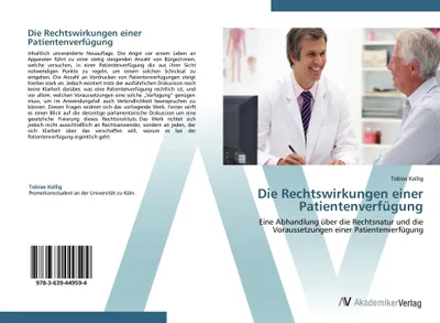 Produktbild von Die Rechtswirkungen einer Patientenverfügung