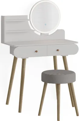 Obrázek produktu pro Vicco Toaletní stolek Edda, 80 cm s LED osvětlením a taburetem, Bílá