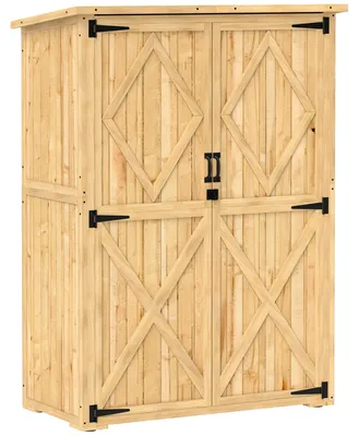 Image de Abri de jardin en bois avec toit en bitume | Couleur : Naturel | Dimensions : 57 x 116,5 x 167 cm